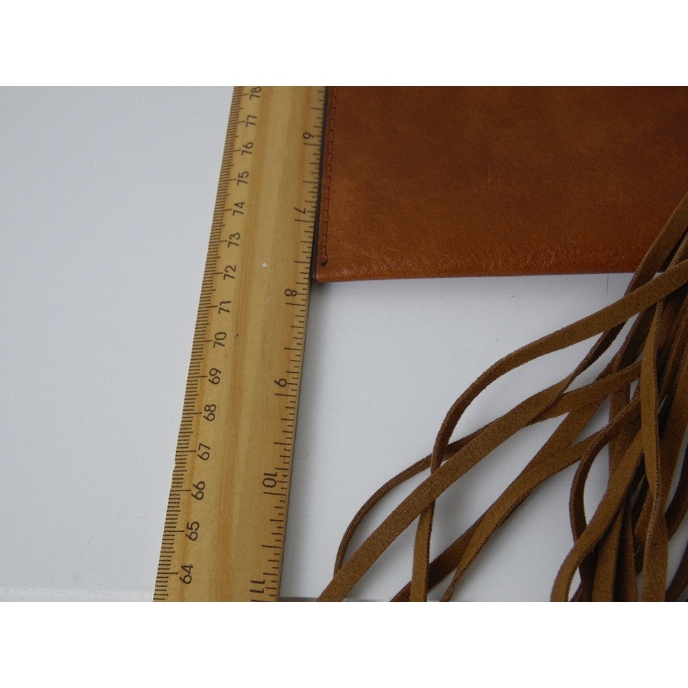 Charleston Bags Brown Leather Envelope Clutch Purse Bag with Tassel Boho Western - Picture 9 of 9